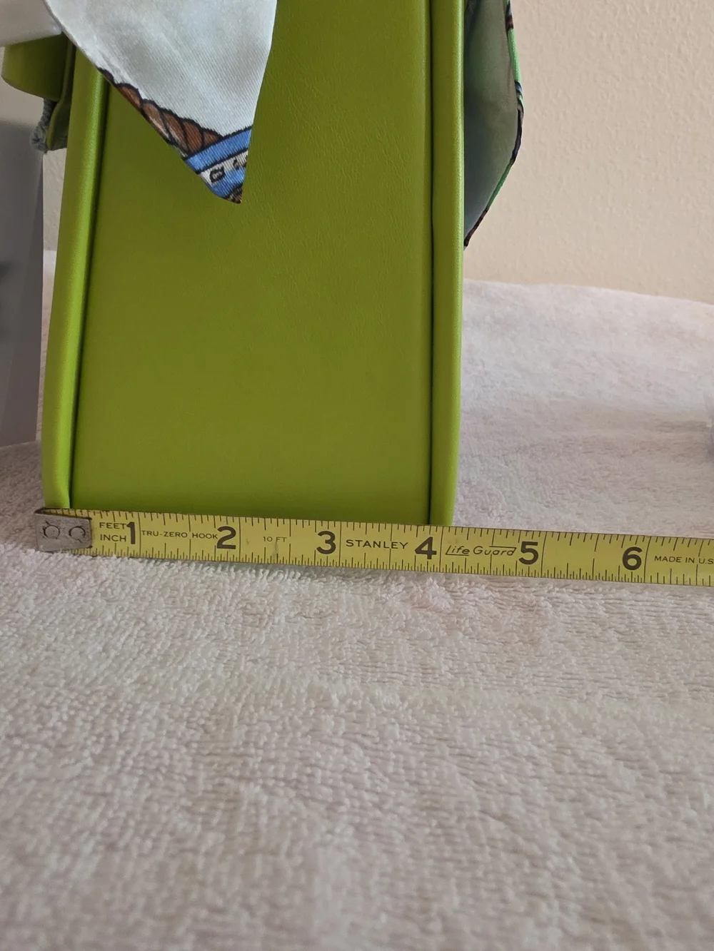 Denim and Lime Green Top-Handle Satchel